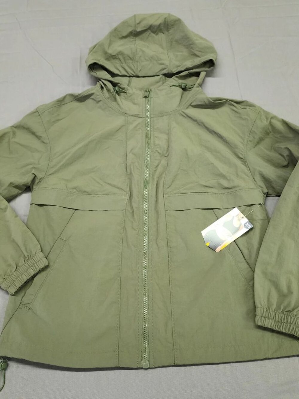 Avia Women's XS Olive Green Midnight Hooded Windbreaker Full Zip Nylon Jacket